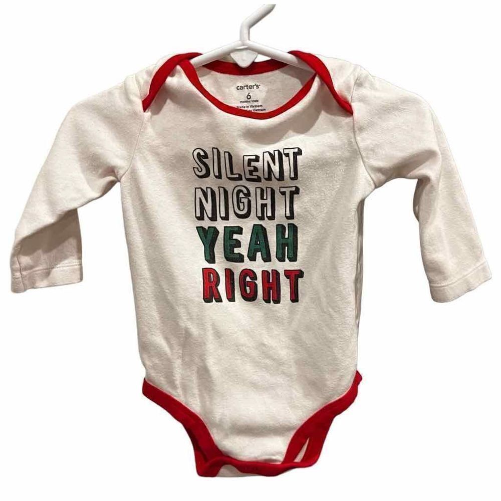 Carter’s “Silent Night Yeah Right” Long Sleeve One Piece 6 Months